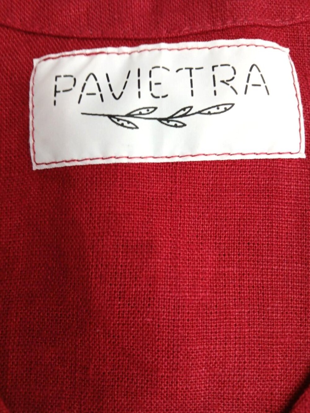 Pavietra Womens Red Linen Peplum Ruffled Peplum Linen Top V Neck - Picture 6 of 12